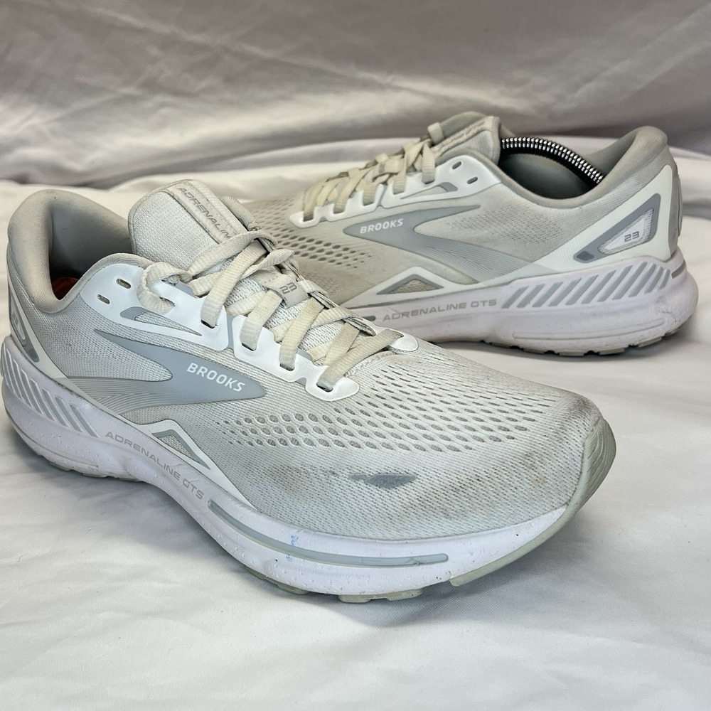 Brooks Adrenaline GTS 23 Women's Size 12 B (Medium) Running Shoes White‎ Gray